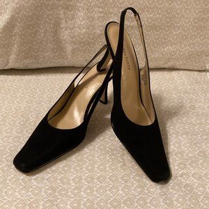 Black Suede Sling-backs Square Toe Karen Scott NWOB Size 8.5M